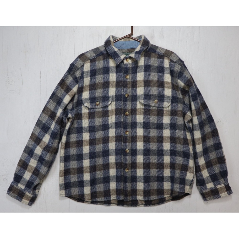 Woolrich Wool Shirt Plaid Flannel Shirt Mens Size XL Shacket Button Up Pocket